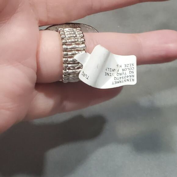 Large faux turquoise silver tube tone - Picture 5 of 6